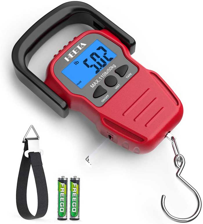 Carry Bag and Battery Included for Fishing Postal Kitchen Tyhocent Fishing Scale 165lb/70kg Backlit LCD Screen Portable Electronic Balance Digital Fish Hook Hanging Scale with Measuring Tape Ruler 