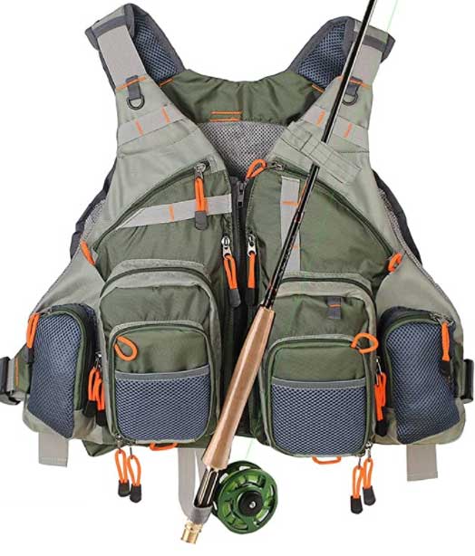 One Size F22 BASSDASH Fly Fishing Vest Multi Pocket Waistcoat Adjustable Size Gifts for Men Women Grey