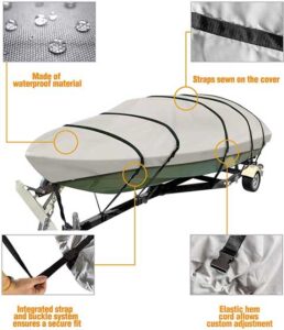 PrimeShield Boat Cover, Waterproof 600D Oxford Marine Grade Trailerable Runabout Boat Covers