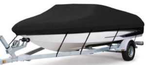 Heavy Duty 600D Marine Grade Polyester Waterproof Boat Cover, All Weather Protection Bass Runabout Boat Cover